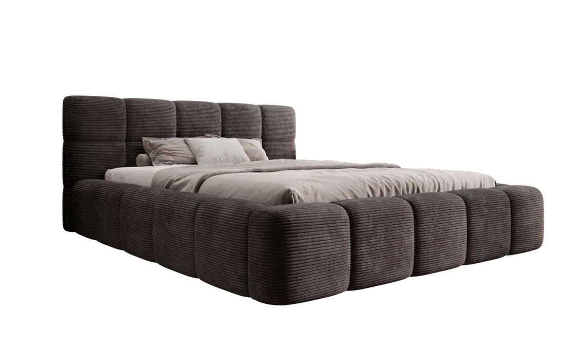 Designer Polsterbett Nox in Cord mit Stauraum