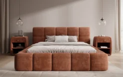 Designer Polsterbett Nox in Cord mit Stauraum