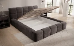 Designer Polsterbett Nox in Cord mit Stauraum