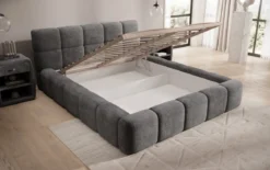 Designer Polsterbett Nox in Cord mit Stauraum