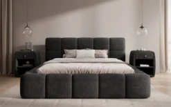 Designer Polsterbett Nox in Cord mit Stauraum