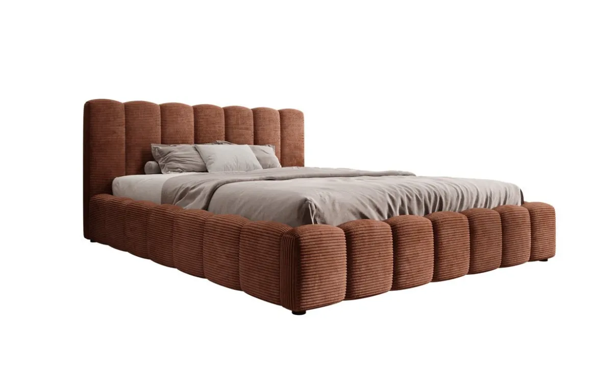 Designer Polsterbett Nuveo in Cord mit Stauraum