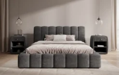 Designer Polsterbett Nuveo in Cord mit Stauraum