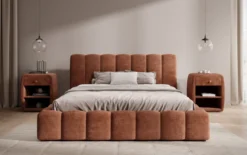 Designer Polsterbett Nuveo in Cord mit Stauraum