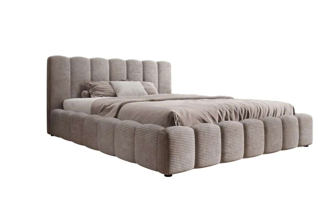 Designer Polsterbett Nuveo in Cord mit Stauraum