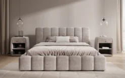 Designer Polsterbett Nuveo in Cord mit Stauraum