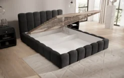 Designer Polsterbett Nuveo in Cord mit Stauraum