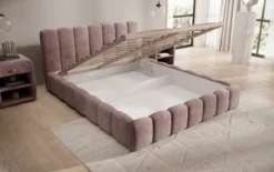Designer Polsterbett Nuveo in Cord mit Stauraum