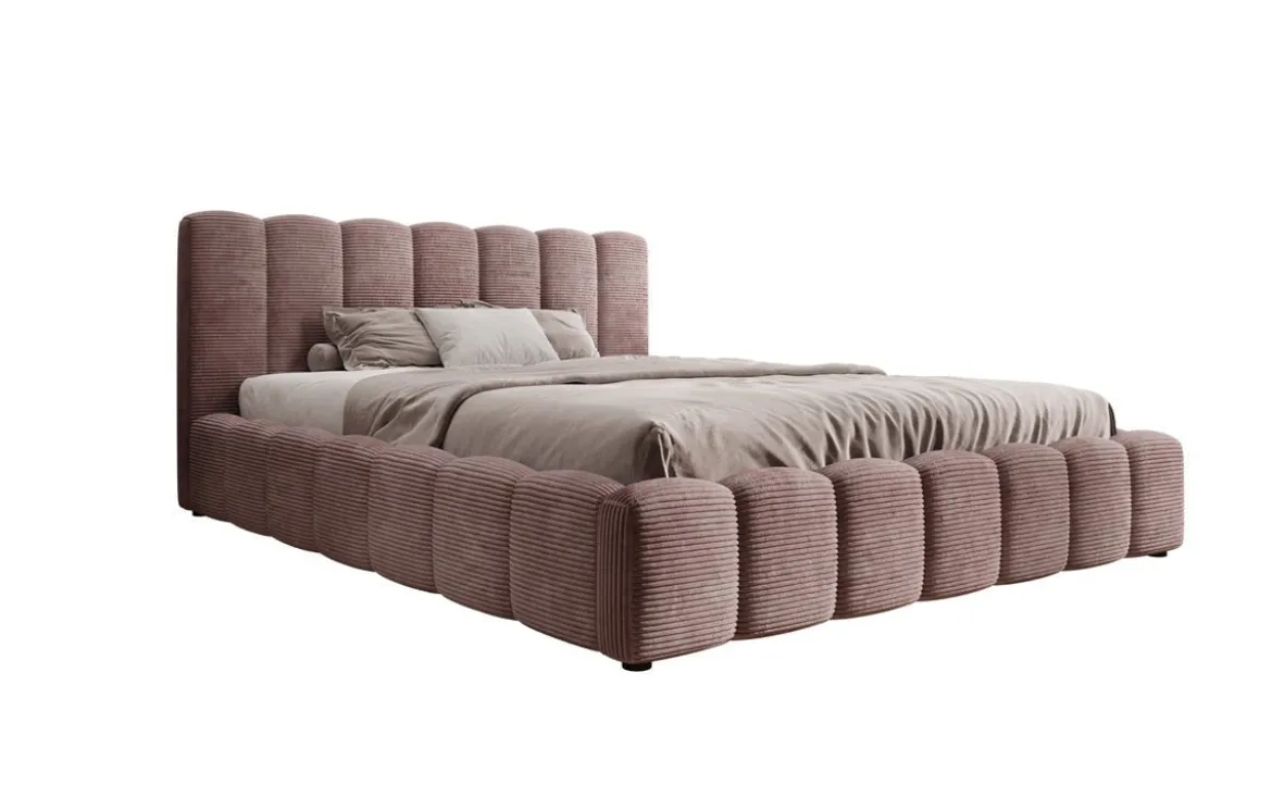 Designer Polsterbett Nuveo in Cord mit Stauraum