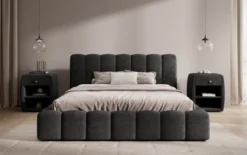 Designer Polsterbett Nuveo in Cord mit Stauraum