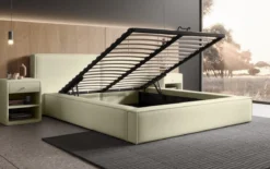 Designer Polsterbett Ophelia in Bouclé mit Stauraum