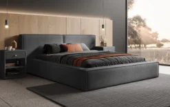 Designer Polsterbett Ophelia in Bouclé mit Stauraum
