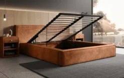 Designer Polsterbett Ophelia in Cord mit Stauraum