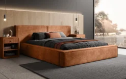 Designer Polsterbett Ophelia in Cord mit Stauraum