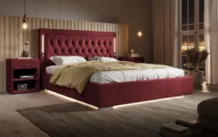 Designer Polsterbett Relina inkl. RGB, USB und Stauraum