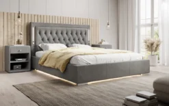 Designer Polsterbett Relina inkl. RGB, USB und Stauraum