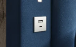 Designer Polsterbett Relina inkl. RGB, USB und Stauraum
