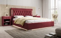 Designer Polsterbett Relina inkl. RGB, USB und Stauraum