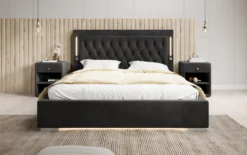 Designer Polsterbett Relina inkl. RGB, USB und Stauraum