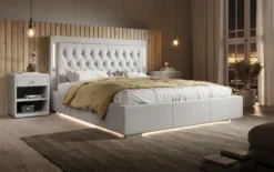 Designer Polsterbett Relina inkl. RGB, USB und Stauraum