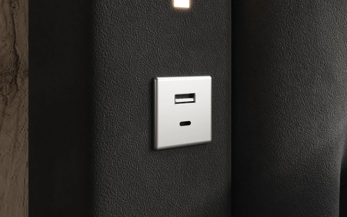 Designer Polsterbett Relina inkl. RGB, USB und Stauraum