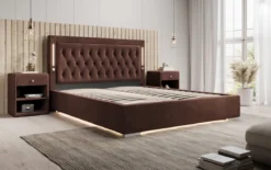 Designer Polsterbett Relina inkl. RGB, USB und Stauraum