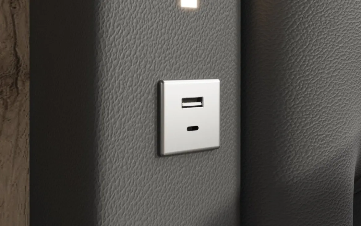 Designer Polsterbett Rio inkl. RGB, USB und Stauraum
