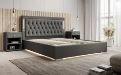 Designer Polsterbett Rio inkl. RGB, USB und Stauraum