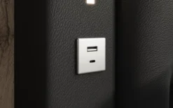 Designer Polsterbett Rio inkl. RGB, USB und Stauraum