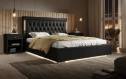Designer Polsterbett Rio inkl. RGB, USB und Stauraum