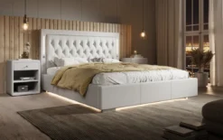 Designer Polsterbett Rio inkl. RGB, USB und Stauraum