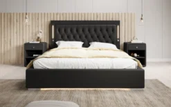 Designer Polsterbett Rio inkl. RGB, USB und Stauraum
