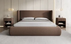 Designer Polsterbett Rosalie in Teddy Bouclé mit Stauraum