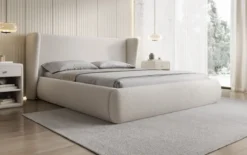 Designer Polsterbett Rosalie in Teddy Bouclé mit Stauraum