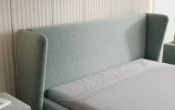 Designer Polsterbett Rosalie in Strukturstoff mit Stauraum