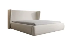 Designer Polsterbett Rosalie in Strukturstoff mit Stauraum