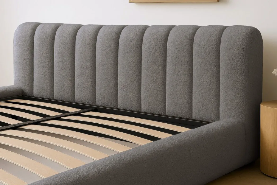 Designer Polsterbett Selene Bouclé mit Stauraum