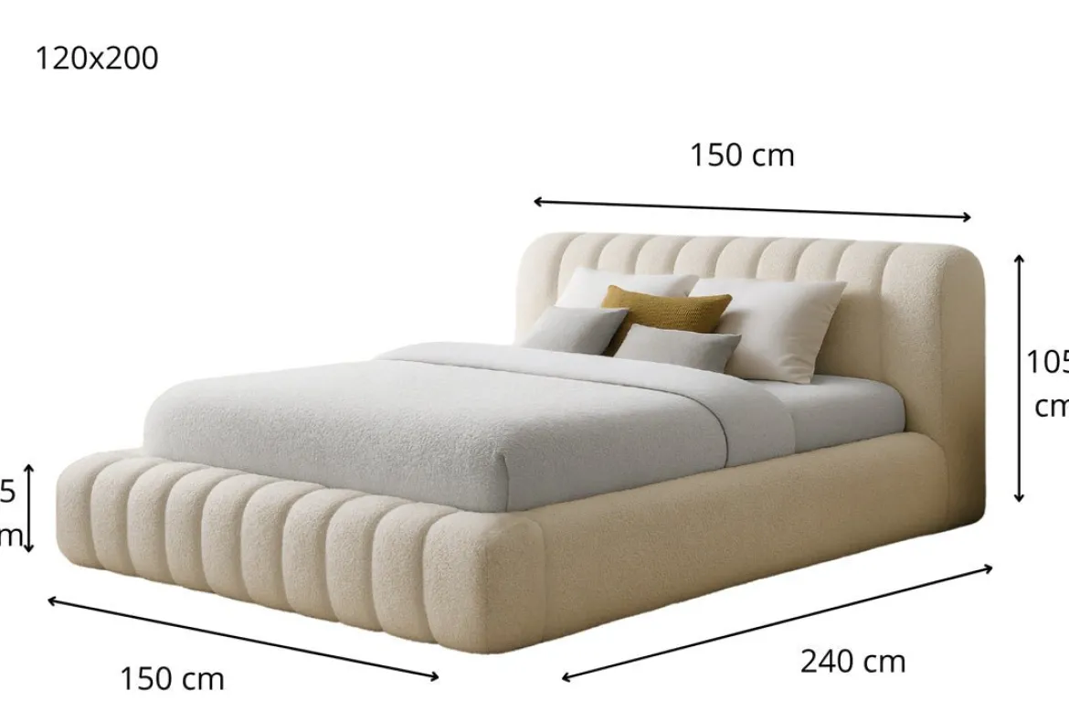 Designer Polsterbett Selene Bouclé mit Stauraum