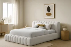 Designer Polsterbett Selene Bouclé mit Stauraum