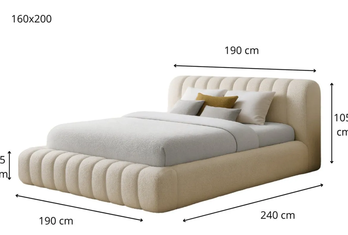 Designer Polsterbett Selene Bouclé mit Stauraum