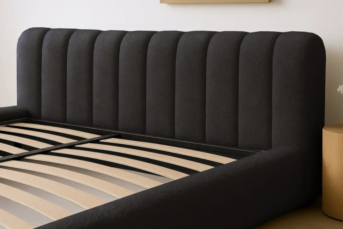 Designer Polsterbett Selene Bouclé mit Stauraum
