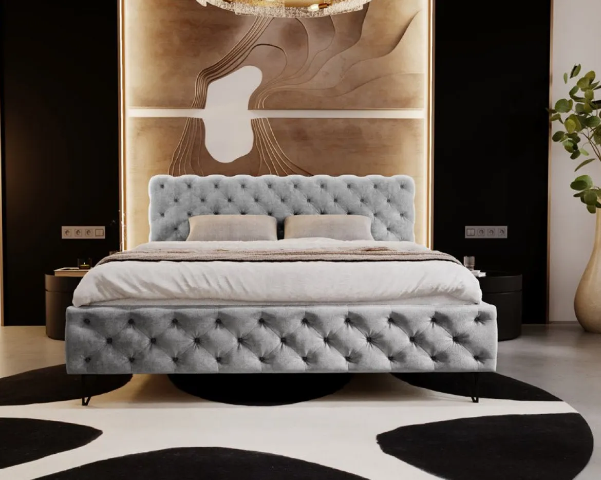 Designer Polsterbett Sienna in Samt ohne Stauraum