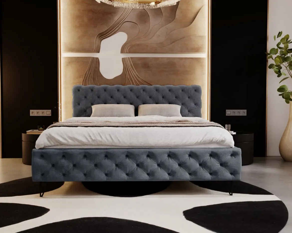 Designer Polsterbett Sienna in Samt ohne Stauraum