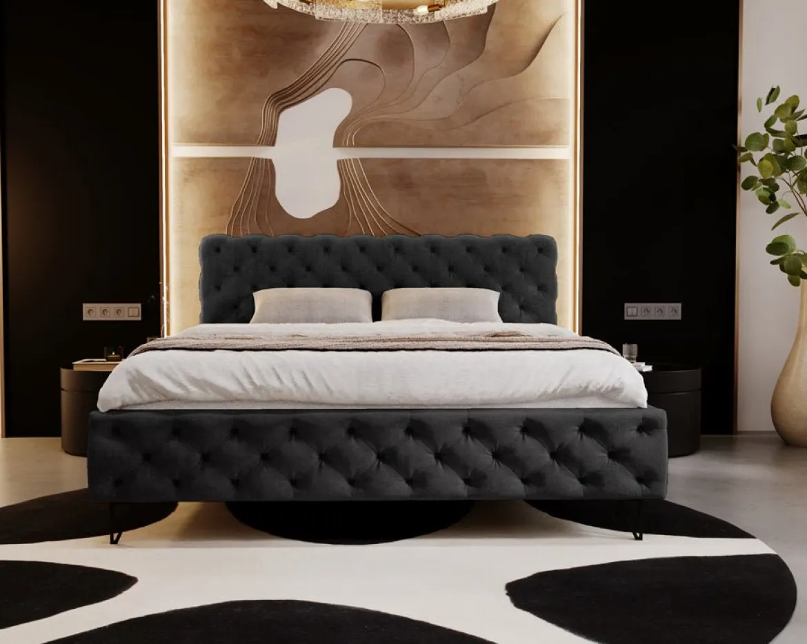 Designer Polsterbett Sienna in Samt ohne Stauraum