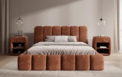 Designer Polsterbett Tevara in Cord mit Stauraum