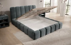 Designer Polsterbett Tevara in Cord mit Stauraum