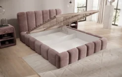Designer Polsterbett Tevara in Cord mit Stauraum