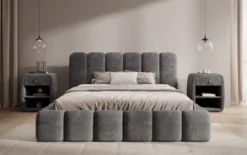 Designer Polsterbett Tevara in Cord mit Stauraum