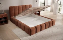 Designer Polsterbett Tevara in Cord mit Stauraum
