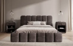 Designer Polsterbett Tevara in Cord mit Stauraum